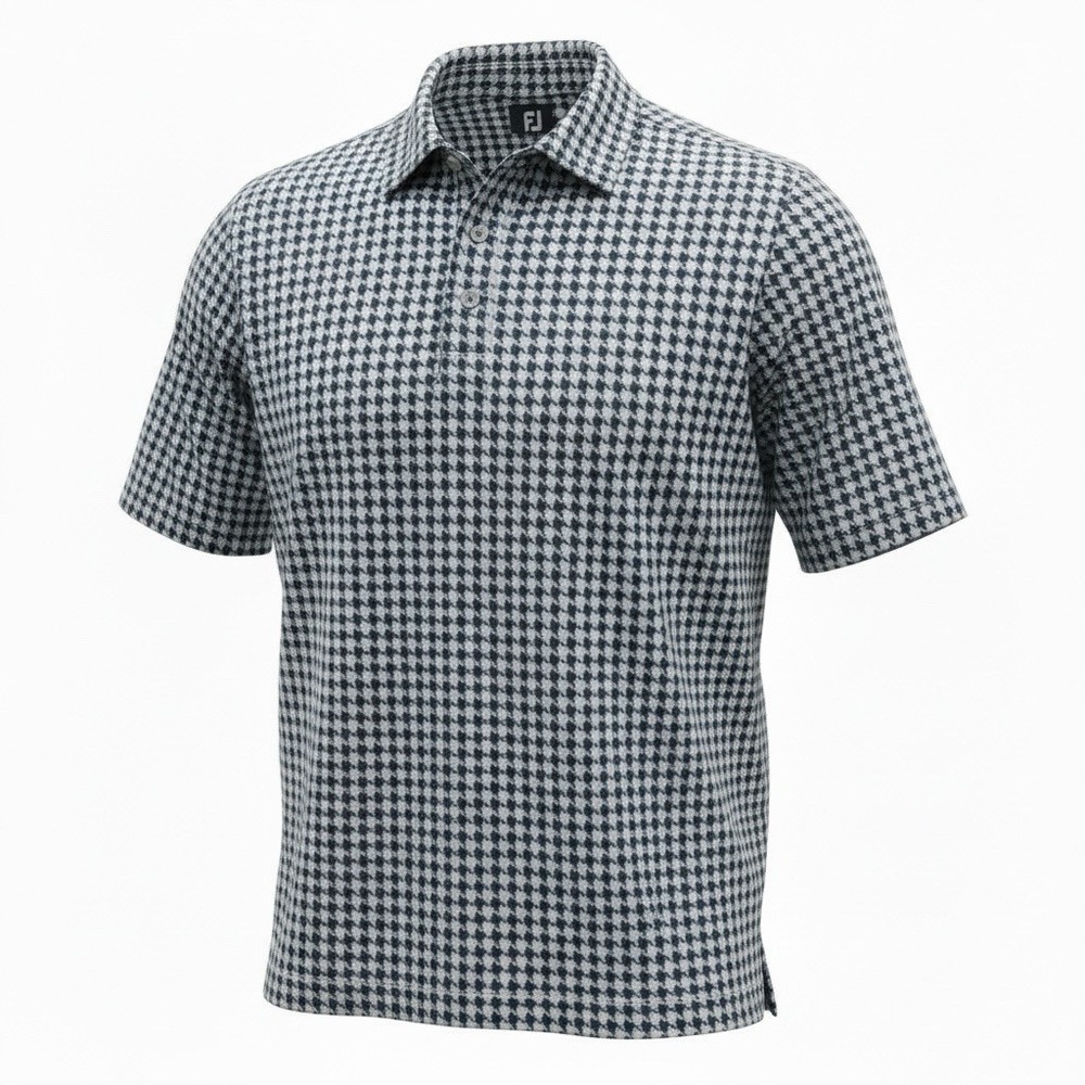 FootJoy Men's Short Sleeve Performance Polo Golf‎ Shirt Houndstooth Pattern XL - Picture 2 of 6